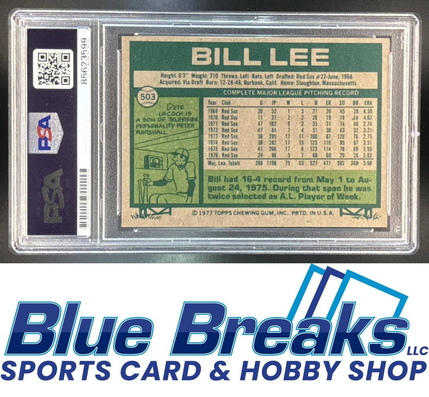 1977 Topps Bill Lee #503 Boston Red Sox
