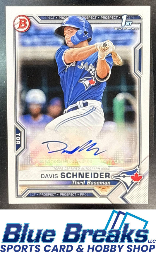 2021 Bowman Auto Davis Schneider [RC] #PAPR-DS 1st Prospect Toronto Blue Jays