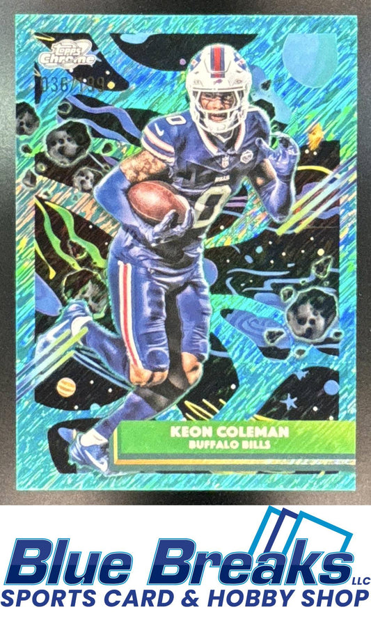2025 Topps Cosmic Chrome Keon Coleman #12 Aqua Equinox Refractor 036/199 Buffalo Bills