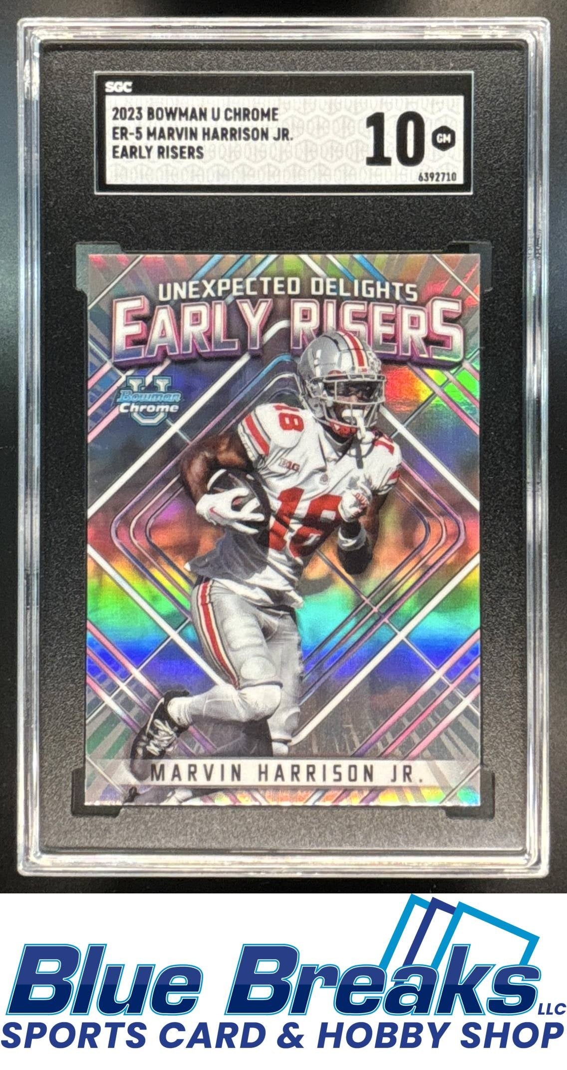2023 Bowman University Chrome Marvin Harrison Jr. #ER-5 Unexpected Delights Early Risers SGC 10