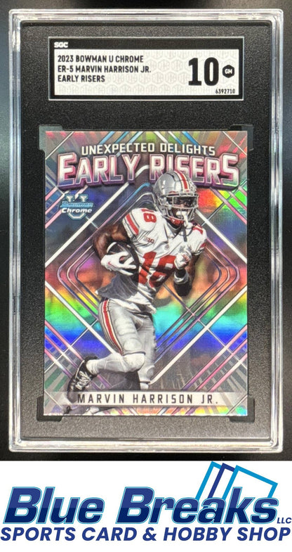2023 Bowman University Chrome Marvin Harrison Jr. #ER-5 Unexpected Delights Early Risers SGC 10