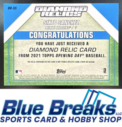 2021 Topps Opening Day Diamond Relic Sixto Sanchez RC #DR-SS Miami Marlins