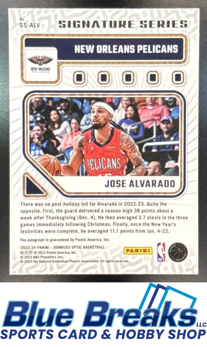 2023 Panini Donruss Optic Jose Alvarado #SS-ALV Signature Series Auto New Orleans Pelicans