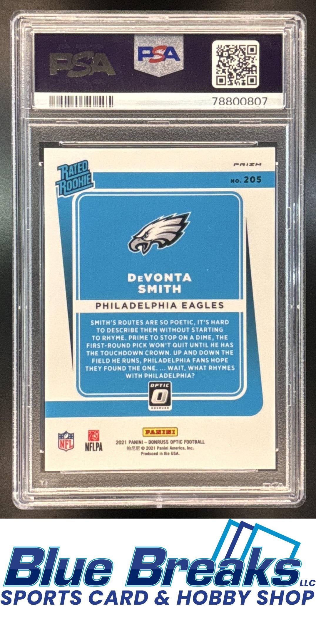 2021 Panini Donruss Optic Holo DeVonta Smith [RC] #205 RC Rated PSA 9 Eagles