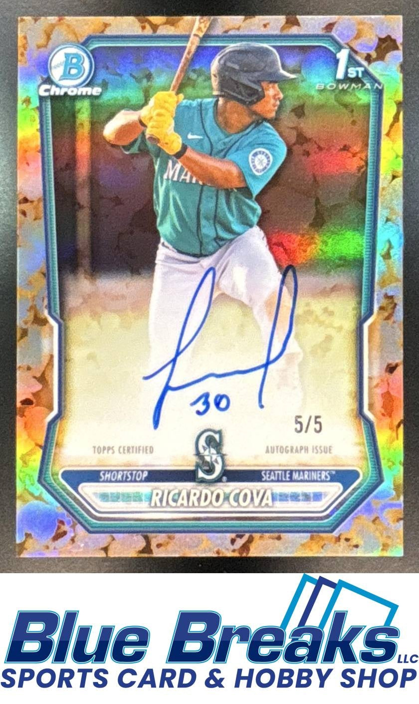 2026 Bowman Ricardo Cova #CPA-RC Chrome Auto Pop Corn Refractor 5/5 1st Prospect Mariners