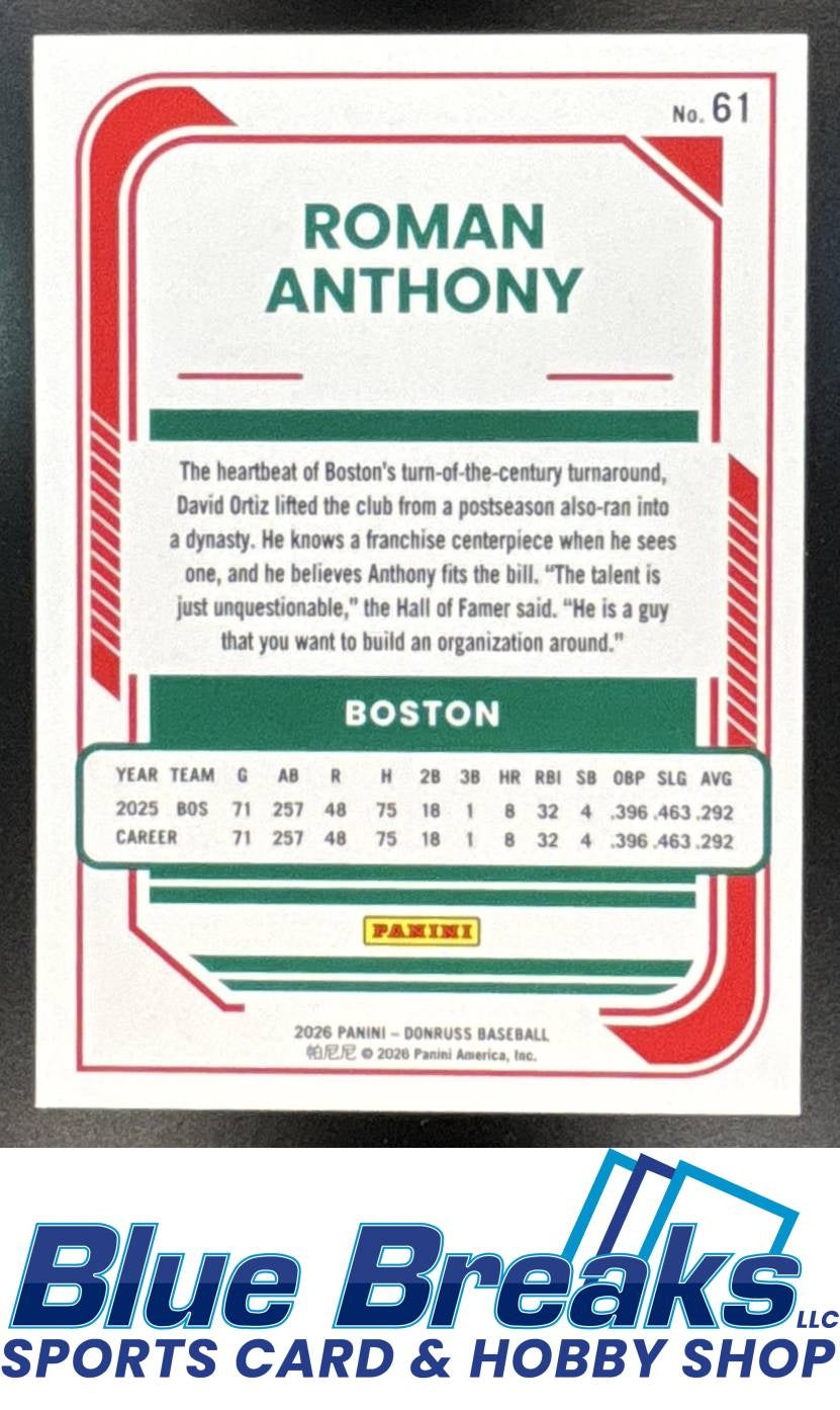2026 Panini Donruss Liberty Roman Anthony [RC] #61 Boston Red Sox