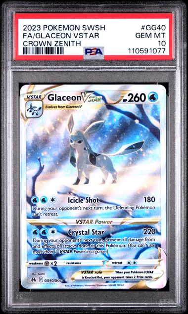 2023 Pokémon - Crown Zenith - Full Art - Glaceon Vstar - #GG40 - PSA 10