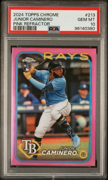 2024 Topps Chrome - Pink Refractor - Junior Caminero - #213 - PSA 10 - Baseball - Rays