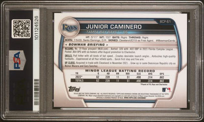 2023 Bowman Mega Box - Chrome-Pink Refractor - Junior Caminero - 173/199 - #BCP-61 - PSA 10 - Baseball - Rays