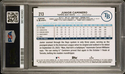 2024 Topps Chrome - Pink Refractor - Junior Caminero - #213 - PSA 10 - Baseball - Rays