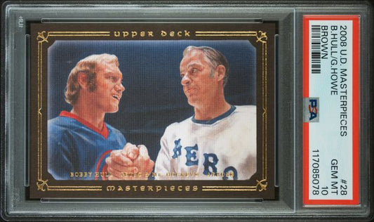2008 Upper Deck Masterpieces - Brown - Bobby Hull - Gordie Howe - #28 - PSA 10 - Hockey - Jets - Red Wings