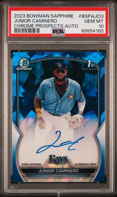 2023 Bowman Chrome Sapphire - Chrome Prospects Auto - Junior Caminero - #BSPA-JCO - PSA 10 - Baseball - Rays
