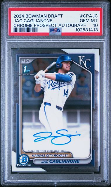 2024 Topps Bowman Draft - Chrome Prospect Auto - Jac Caglianone - #CPA-JC - PSA 10 - Baseball - Royals
