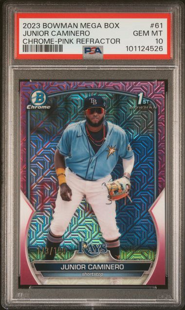 2023 Bowman Mega Box - Chrome-Pink Refractor - Junior Caminero - 173/199 - #BCP-61 - PSA 10 - Baseball - Rays