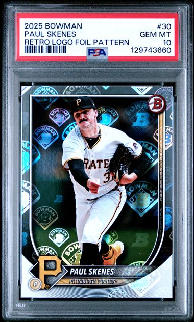 2025 Topps Bowman - Retro Logo Foil Pattern - Paul Skenes - #30 - PSA 10 - Baseball - Pirates