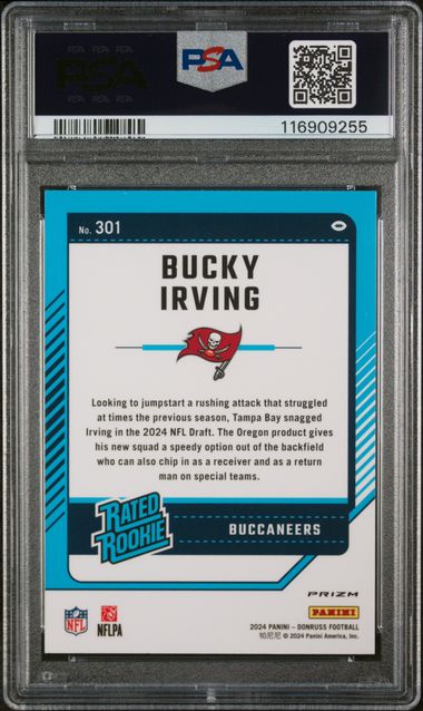2024 Panini - Donruss - Optic - Preview - Blue Scope - Bucky Irving - #301 - PSA 9 - football - Buccaneers