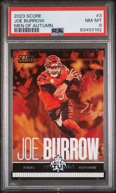 2023 Panini - Score - Men of Autumn - Joe Burrow - #3 - PSA 8 - football - Bengals