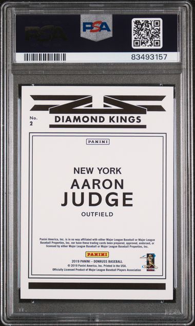 2019 Panini - Donruss - Aaron Judge - #2 - PSA 9 - baseball - Yankees