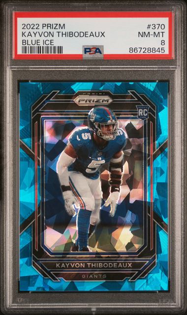 2022 Panini - Prizm - blue ice - Kayvon Thibodeaux - 99/99 - RC - #370 - PSA 8 - football - Giants