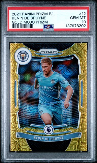 2021 Panini - Prizm - Premier League - gold mojo prizm - Kevin De Bruyne - 10/10 - #12 - PSA 10 - soccer - Manchester City