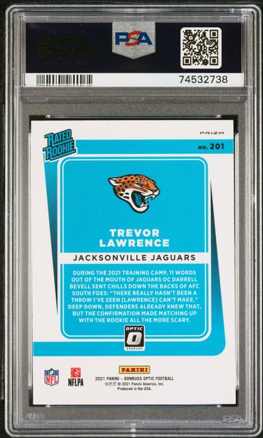 2021 Panini - Donruss Optic - blue scope - Rated Rookie - Trevor Lawrence - #201 - PSA 9 - football - Jaguars