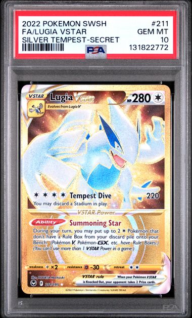 2022 Pokémon - Sword & Shield - Silver Tempest - Secret - Full Art - Lugia VStar - #211 - PSA 10
