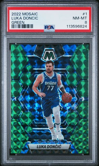 2022 Panini - Mosaic - green - Luka Doncic - #1 - PSA 8 - basketball - Mavericks