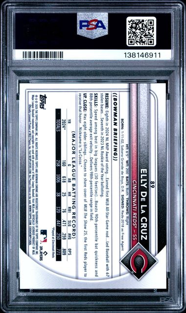 2025 Bowman Chrome - Elly De La Cruz - Orange Geometric - baseball - Cincinnati Reds - #89 - 13/25 - PSA 10
