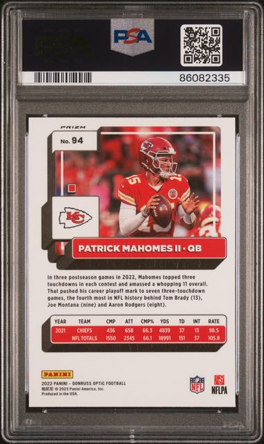 2022 Panini - Donruss Optic - Stars - Patrick Mahomes II - #94 - PSA 9 - football - Chiefs