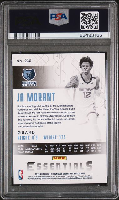 2019 Panini - Chronicles - Ja Morant - RC - #230 - basketball - Grizzlies