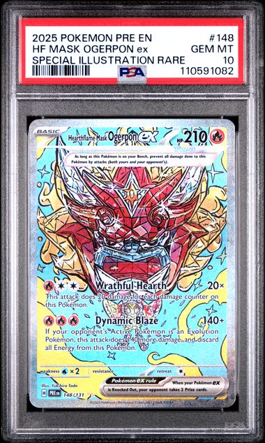 2025 Pokémon - Prismatic Evolutions - Special Illustration Rare - Hearthflame Mask Ogerpon ex - #148 - PSA 10