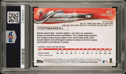 2018 Topps - Update - Pitching in Red Jersey - Shohei Ohtani - RC - #US1 - PSA 9 - baseball - Angels