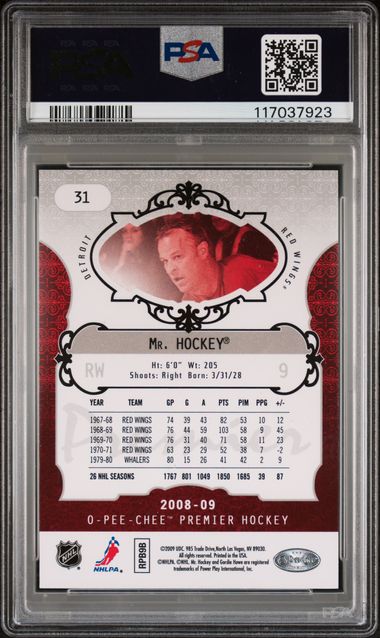 2008 O Pee Chee - Gordie Howe - Detroit Red Wings - Hockey - #31 - PSA 10