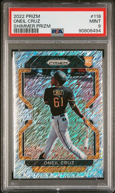 2022 Panini - Prizm - Shimmer Prizm - Oneil Cruz - 7/7 - RC - #118 - PSA 9 - baseball - Pirates