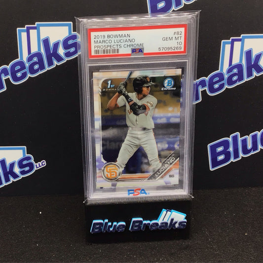 2019 Bowman Prospects Chrome Marco Luciano #82 PSA 10 Giants