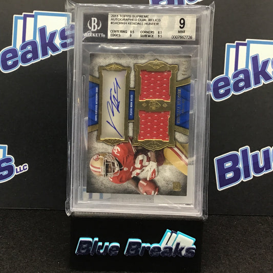 2011 Topps Supreme Kendall Hunter auto dual relic 09/15 RC #SADR-KH 49ers