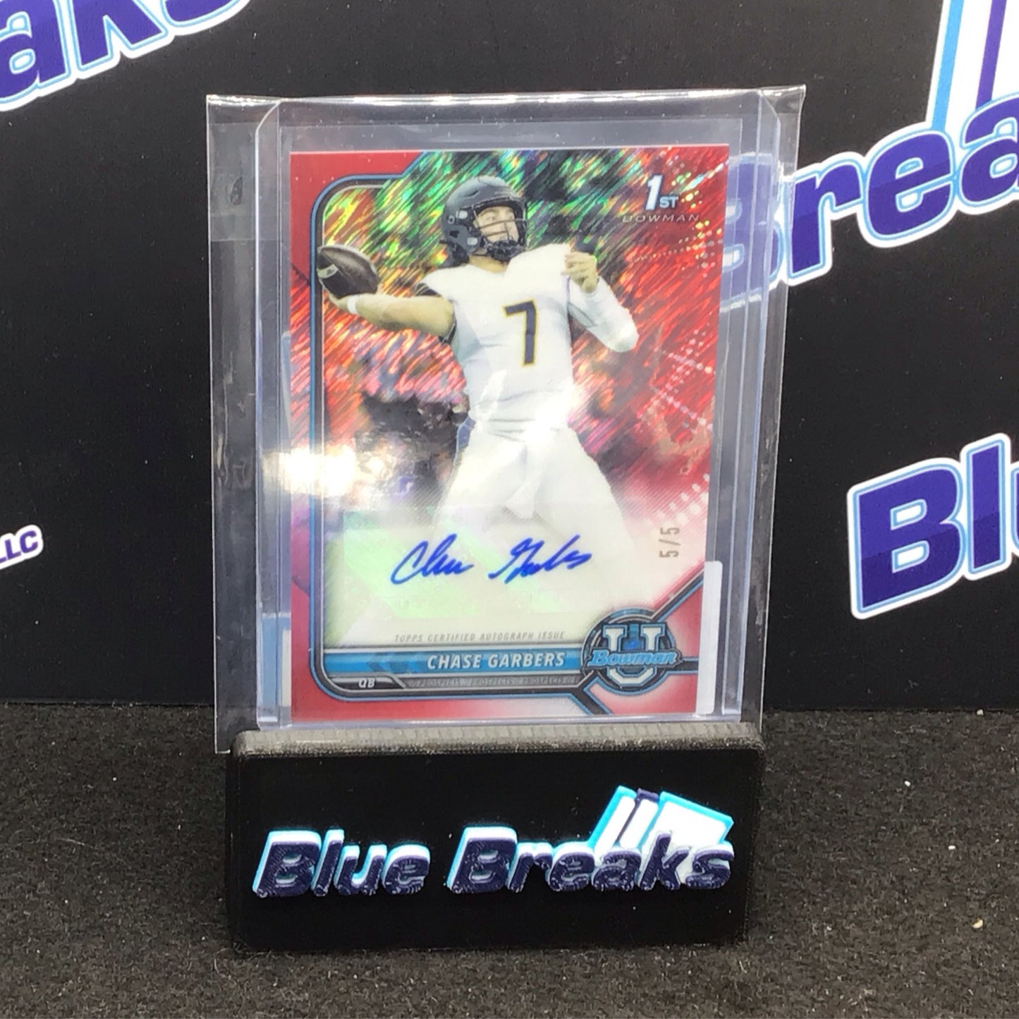 2021-22 Bowman Chrome University red shimmer Chase Garbers auto 5/5 #BCPA-CG Golden Bears