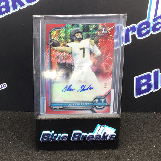 2021-22 Bowman Chrome University red shimmer Chase Garbers auto 5/5 #BCPA-CG Golden Bears