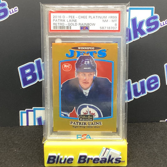 2016 O-PEE-CHEE Platinum Patrik Laine Retro Gold Rainbow PSA 8