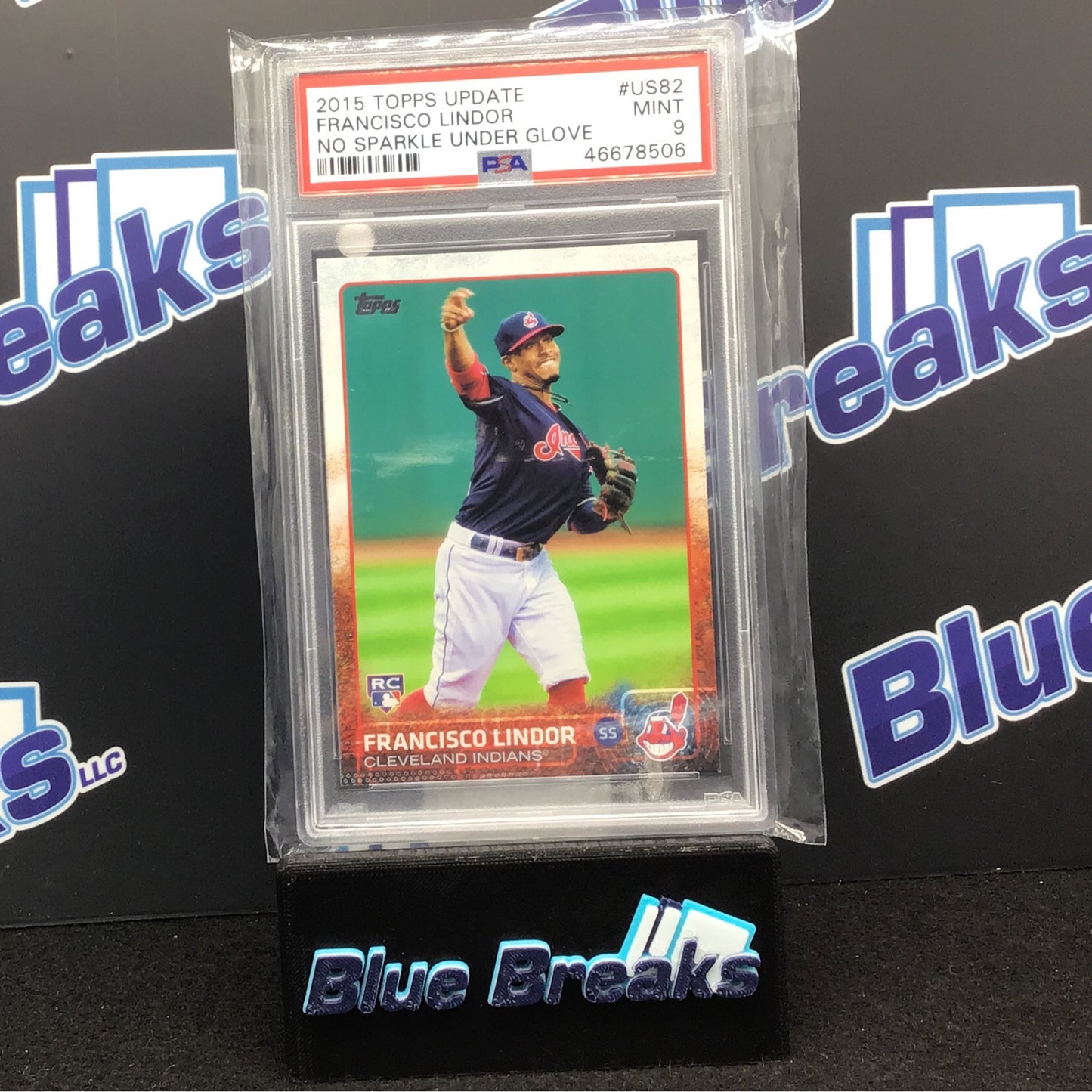 2015 Topps Update - Francisco Lindor - No Sparkle Under Glove - Cleveland Indians - Guardians - PSA 9