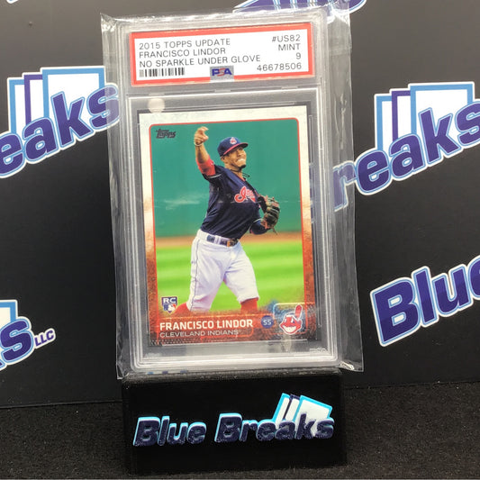2015 Topps Update - Francisco Lindor - No Sparkle Under Glove - Cleveland Indians - Guardians - PSA 9
