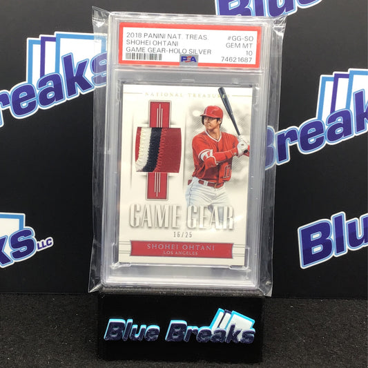 2018 Panini - National Treasures - Shohei Ohtani - Game Gear - 16/25 - Los Angeles Angels  - PSA 10 - POP 3