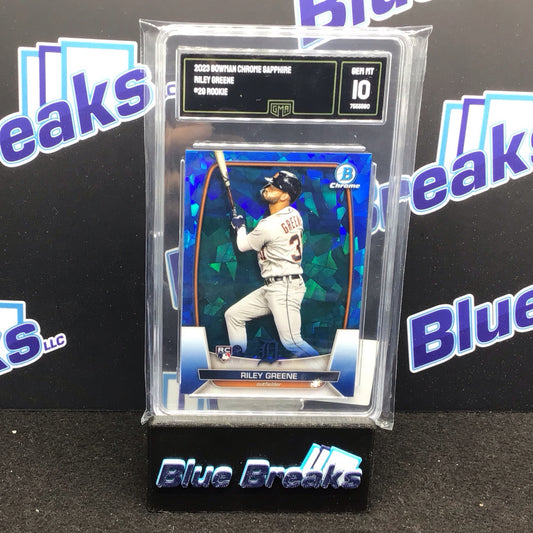 2023 Bowman Chrome Sapphire Rookie Riley Greene #29 GMA 10 Tigers