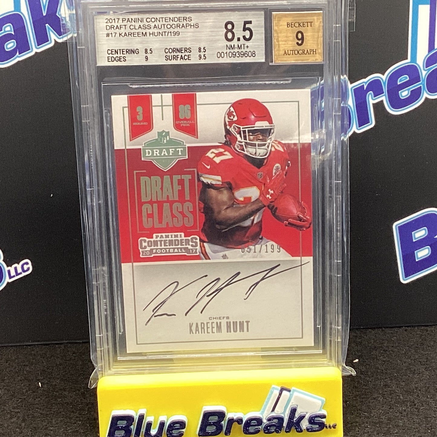 2017 Panini Contenders - Kareem Hunt - #17 - 51/199 - Draft Class Autographs - Kansas City Chiefs