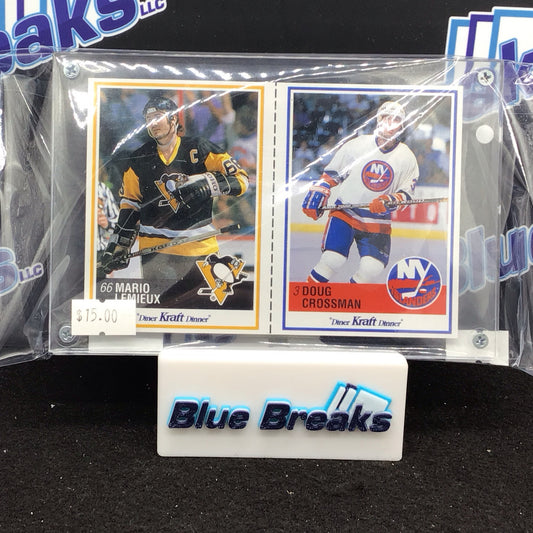 1990 Diner Kraft Dinner Lemieux #29 Crossman #10 uncut Penguins Islanders
