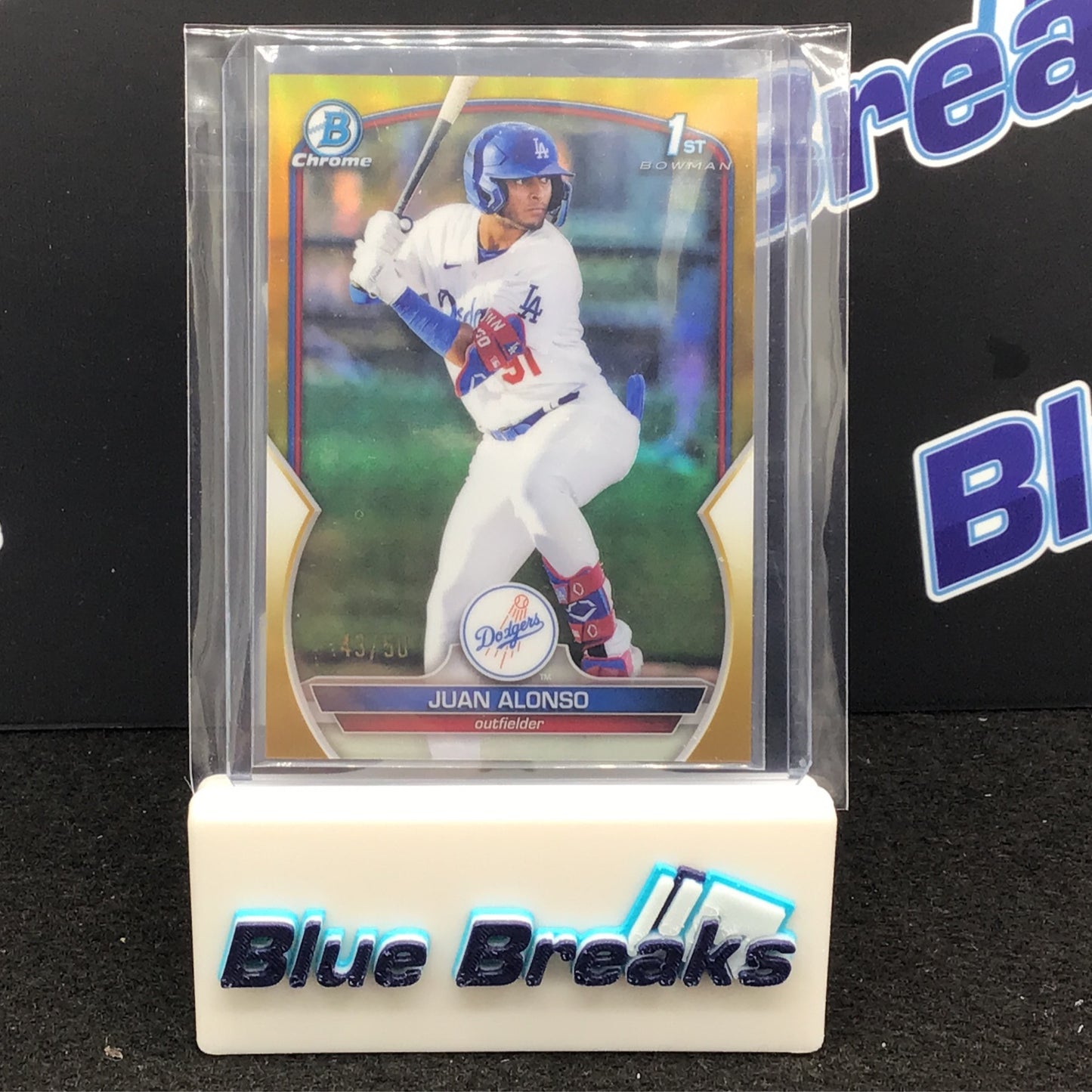 2023 Bowman - Juan Alonso - Gold - Chrome - 1st - Los Angeles Dodgers - 43/50