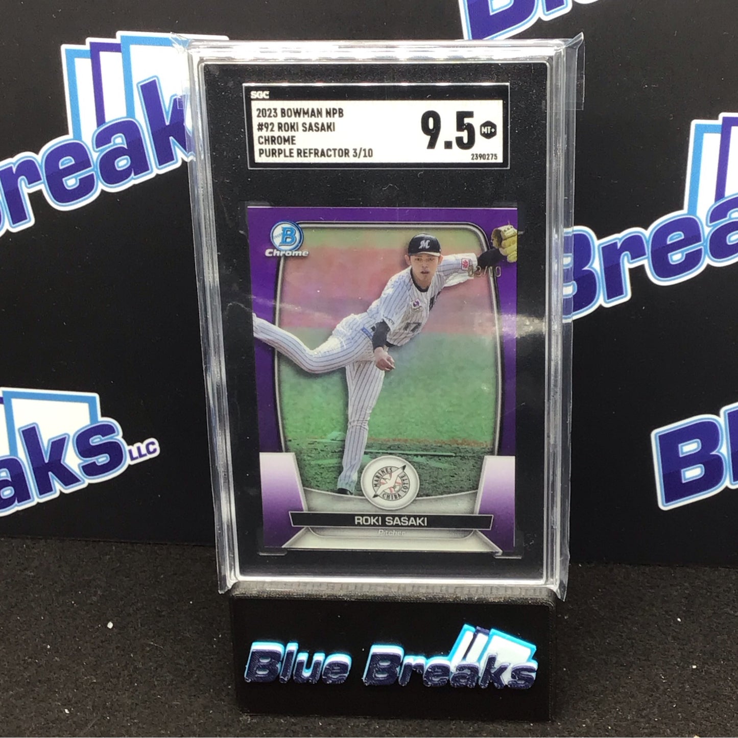 2023 Bowman NPB purple chrome refractor Roki Sasaki 3/10 #92 SGC 9.5