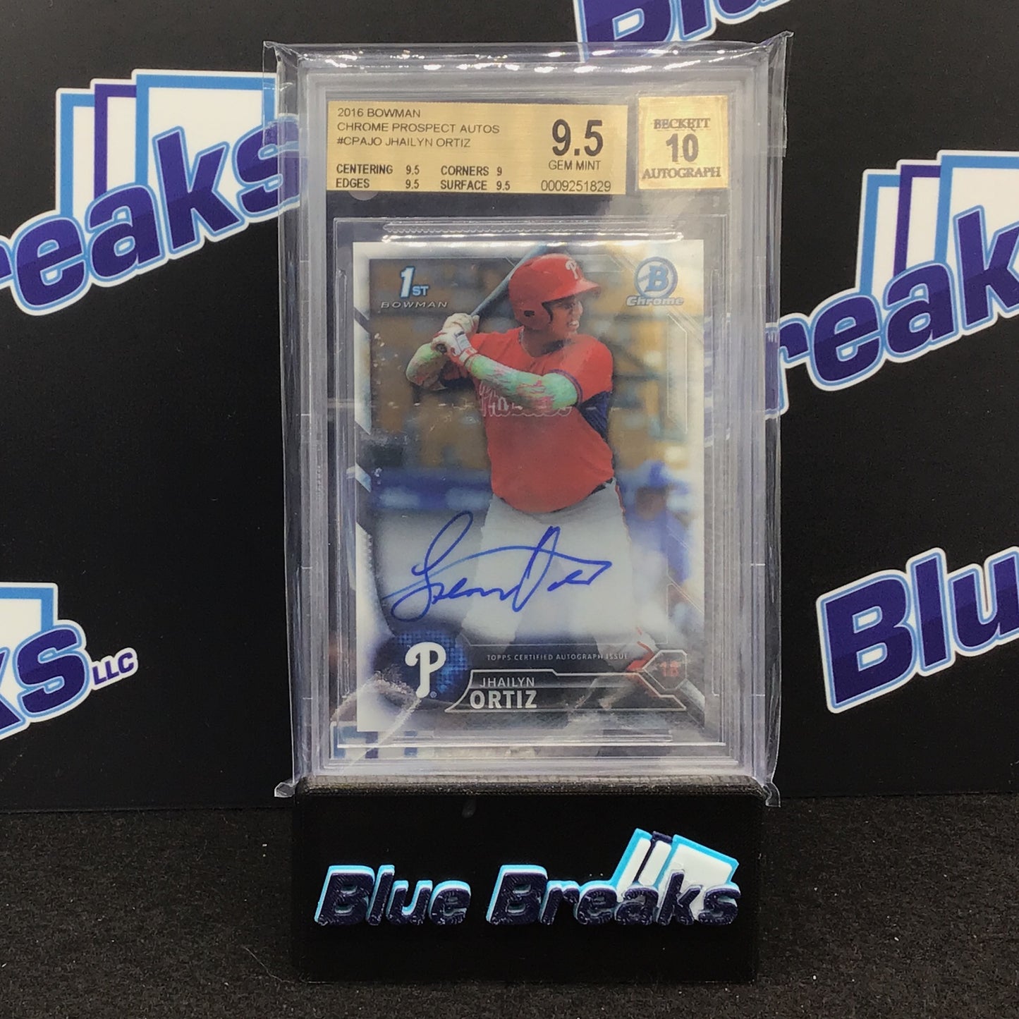 2016 Bowman - Jhailyn Ortiz - Chrome prospect Autos - Philadelphia Phillies - CPA-JO