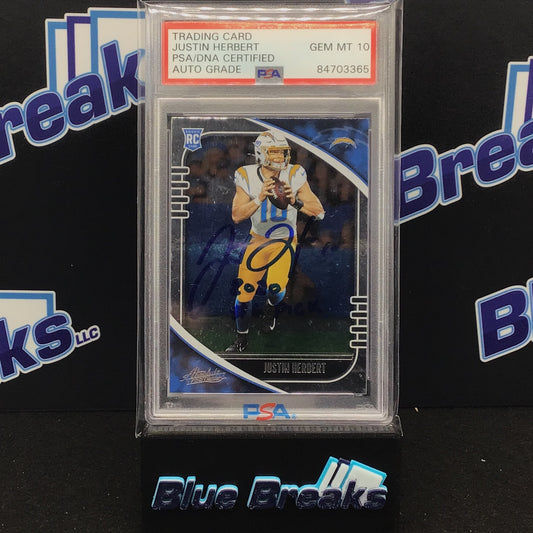 San Diego Chargers - Justin Herbert - Absolute Football - Auto PSA/DNA Certified