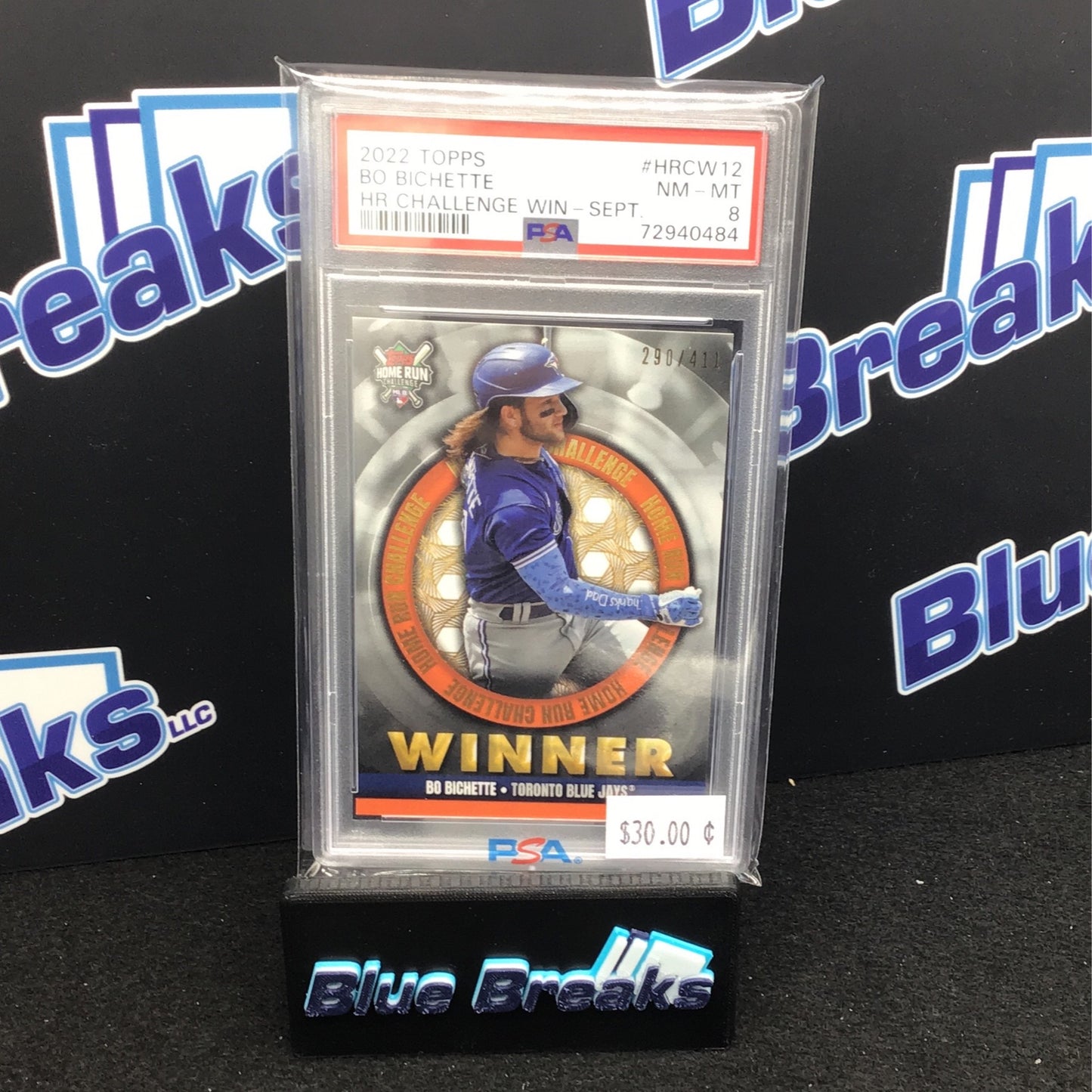 2022 Topps - Bo Bichette - HR Challenge Winner - 290/411 - PSA 8 - Toronto Blue Jays
